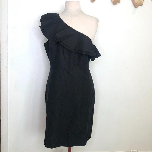 J. Crew Dresses & Skirts - J Crew Black Ruffle One Shoulder Cocktail Dress 14